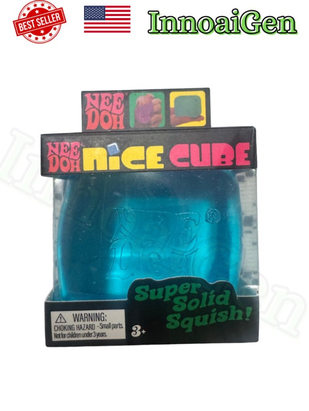 Schylling NeeDoh Nice Cube Blue Super Solid Squish Sensory Stress Toy NWB